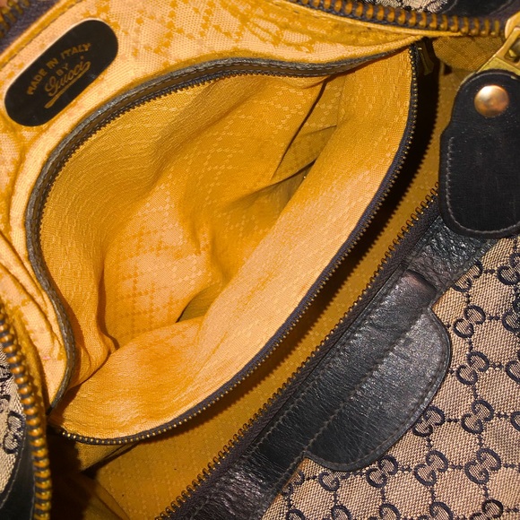 M GUCCI Navy GG Monogram Rolled Top Handle Coated Canvas Boston Travel Bag 30cm - Picture 8 of 17